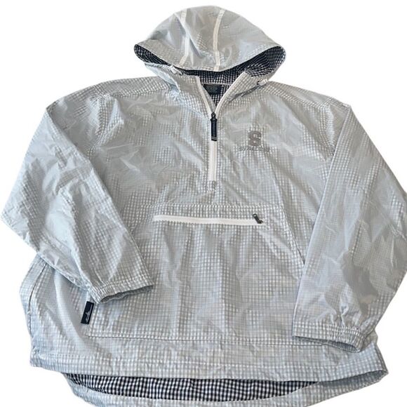 Charles River Syracuse University Navy and White Checkered Rain Jacket Sz Large - Picture 3 of 10